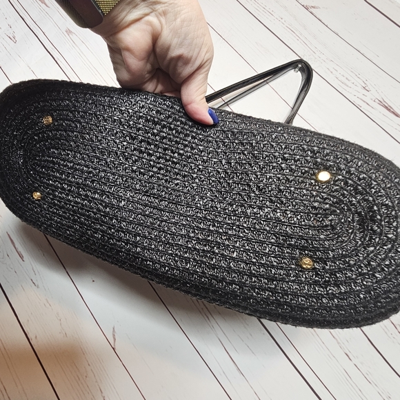 Eric Javits Brown and Black Signature Pattern Rafia Handbag - Picture 8 of 16